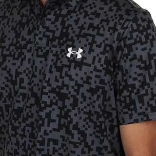Under Armour T2G Printed mens polo, black/castlerock