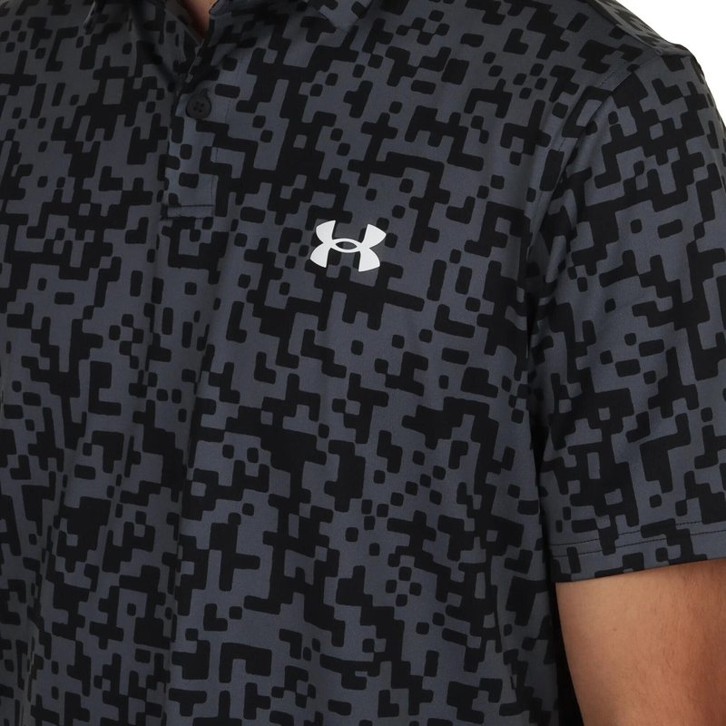 Under Armour T2G Printed mens polo, black/castlerock