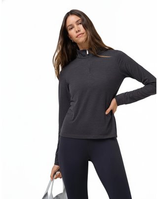 Travis Mathew Skyloft Light Zip longsleeve ladies polo, heather black