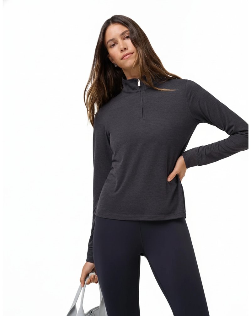 Travis Mathew Skyloft Light Zip longsleeve ladies polo, heather black