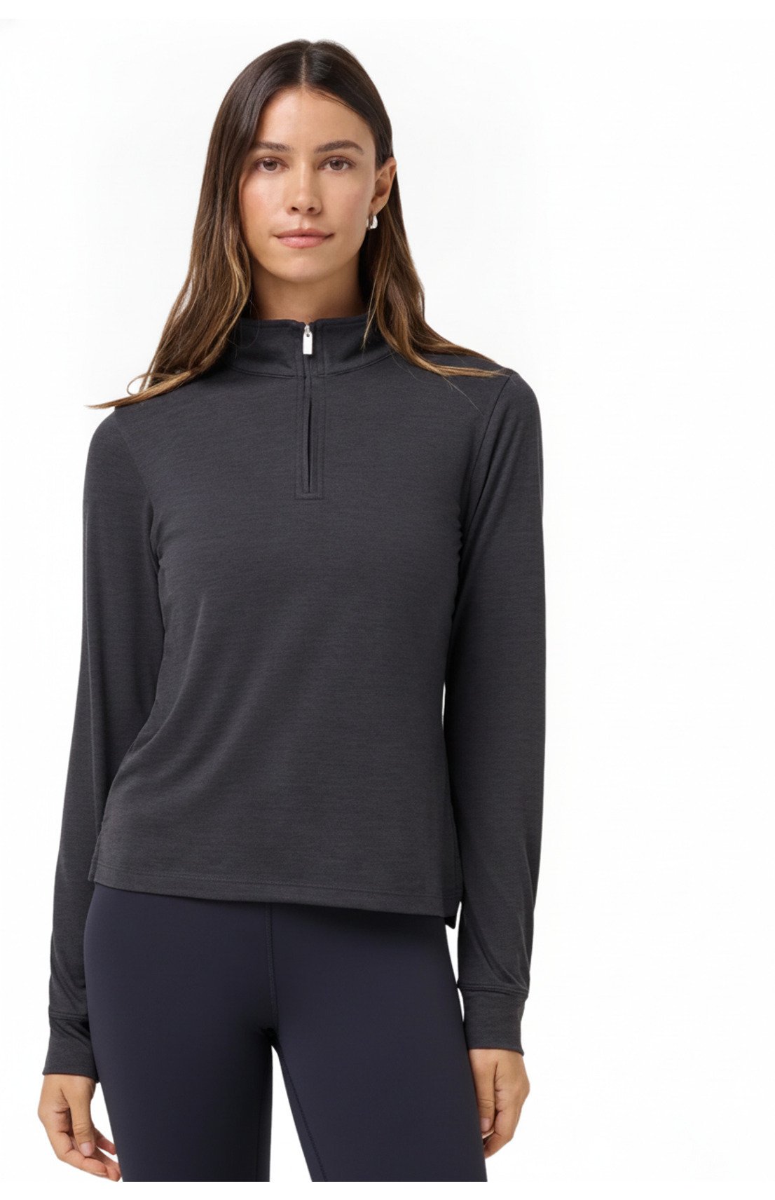 Travis Mathew Skyloft Light Zip longsleeve ladies polo, heather black