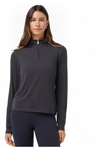 Travis Mathew Skyloft Light Zip longsleeve ladies polo, heather black