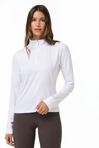 Travis Mathew Skyloft Light Zip longsleeve ladies polo, white