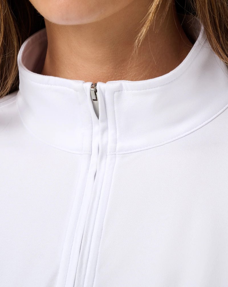 Travis Mathew Skyloft Light Zip longsleeve ladies polo, white