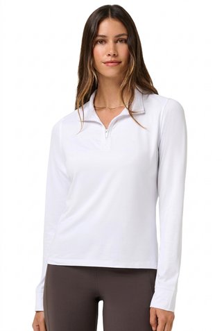 Travis Mathew Skyloft Light Zip longsleeve ladies polo, white