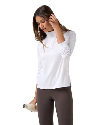 Travis Mathew Skyloft Light Zip longsleeve ladies polo, white