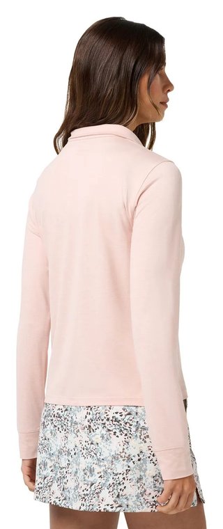 Travis Mathew Skyloft Light Zip longsleeve ladies polo, heather blush pink