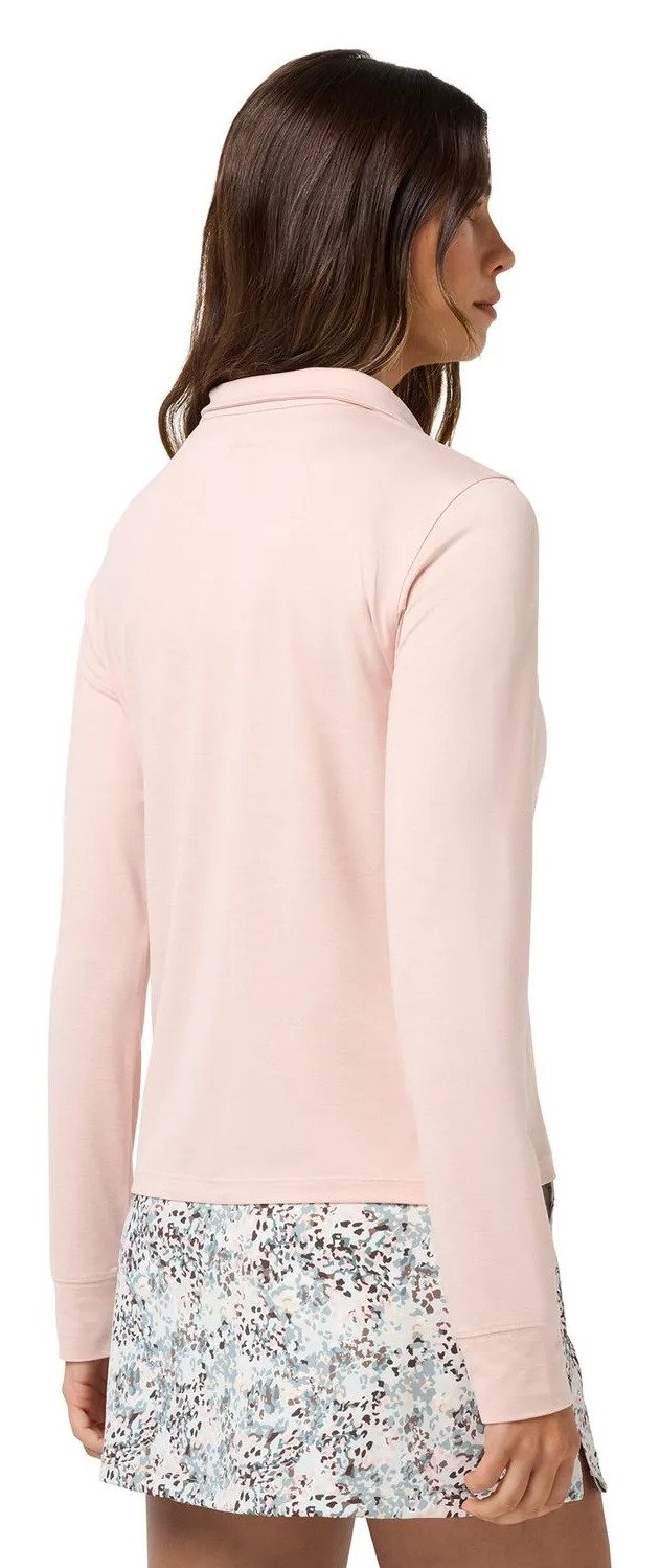 Travis Mathew Skyloft Light Zip longsleeve ladies polo, heather blush pink