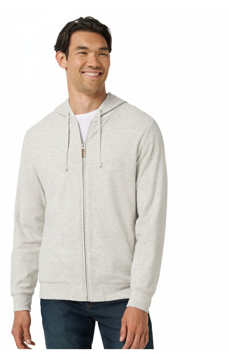 Travis Mathew Cloud Sweater Full Zip men's hoodie sweatshirt, heather grey