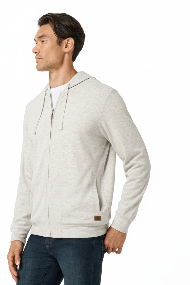 Travis Mathew Cloud Sweater Full Zip men's hoodie sweatshirt, heather grey