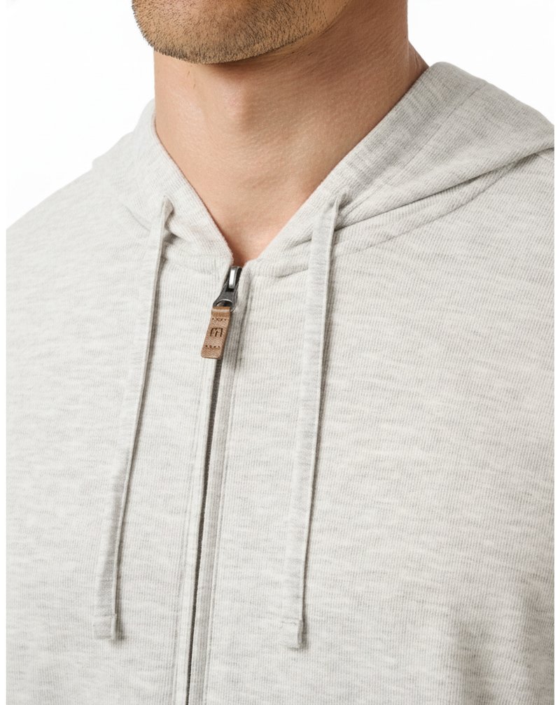Travis Mathew Cloud Sweater Full Zip men's hoodie sweatshirt, heather grey