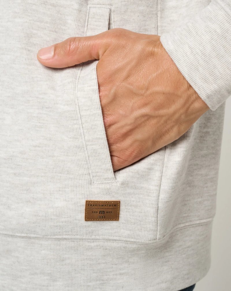 Travis Mathew Cloud Sweater Full Zip men's hoodie sweatshirt, heather grey