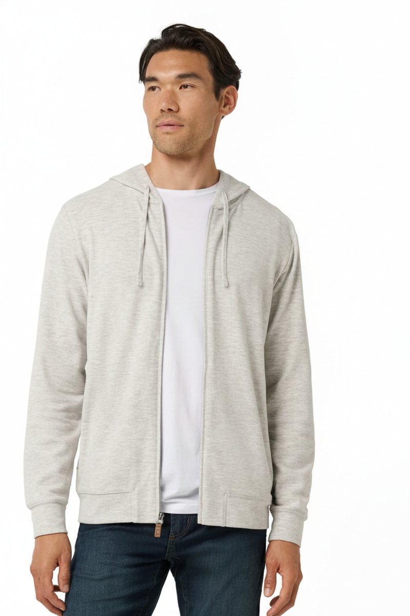 Travis Mathew Cloud Sweater Full Zip men's hoodie sweatshirt, heather grey