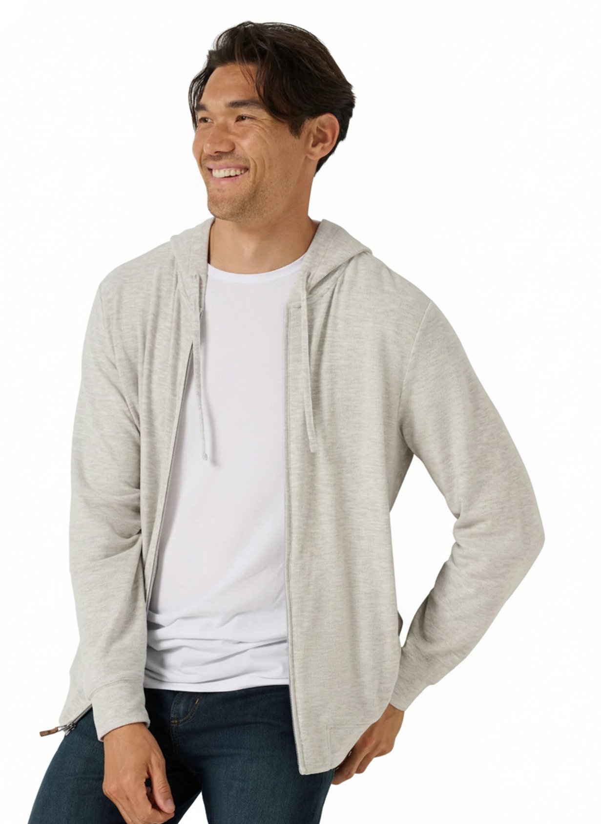 Travis Mathew Cloud Sweater Full Zip men's hoodie sweatshirt, heather grey