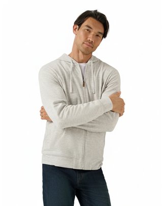 Travis Mathew Cloud Sweater Full Zip men's hoodie sweatshirt, heather grey