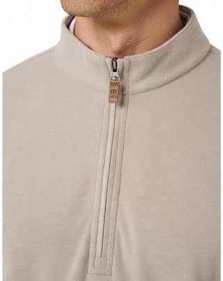 Travis Mathew Cloud men's sweater 1/4 zip, heather roasted cashew