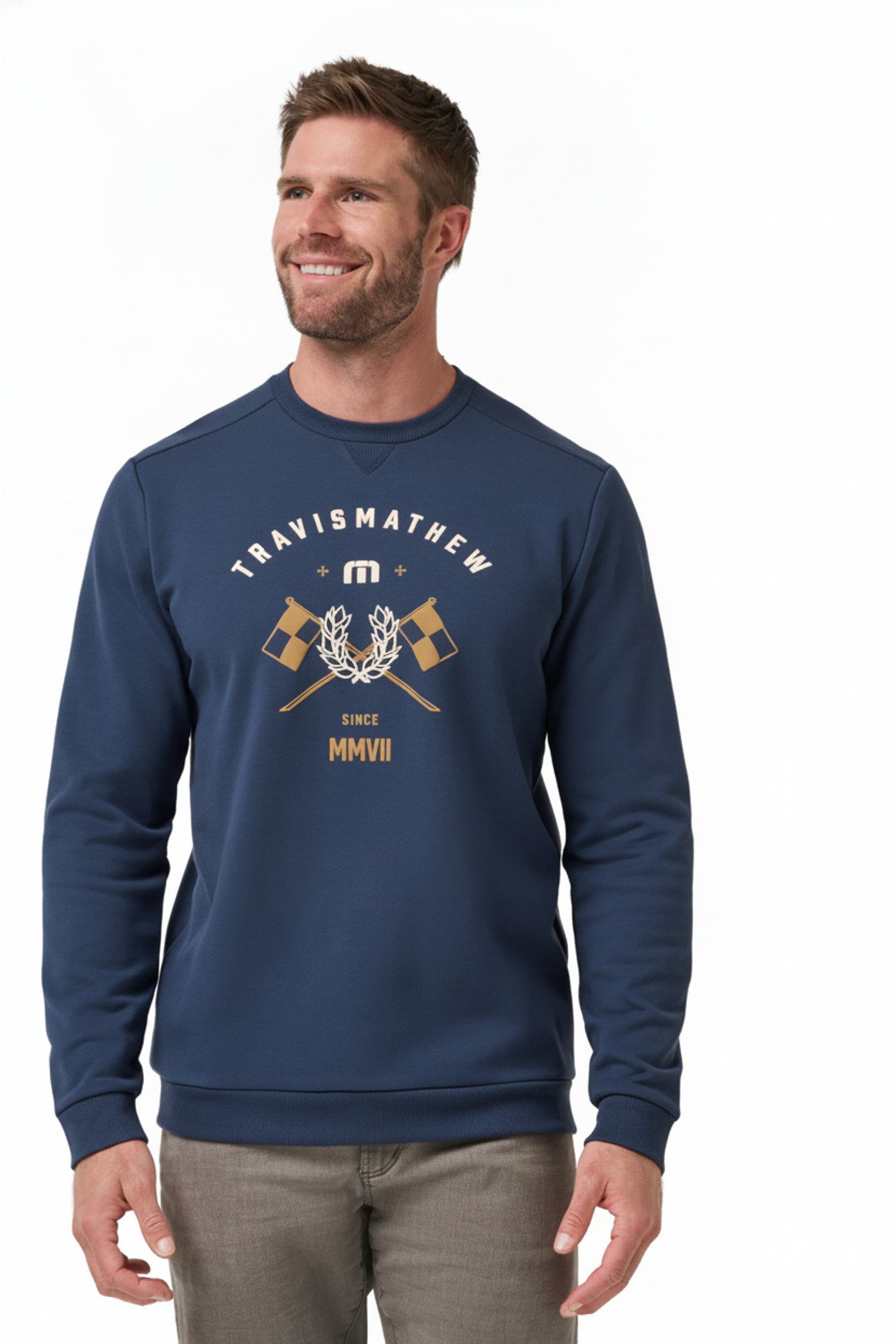 Travis Mathew TM Varsity Club Crew men's sweatshirt, total eclipse