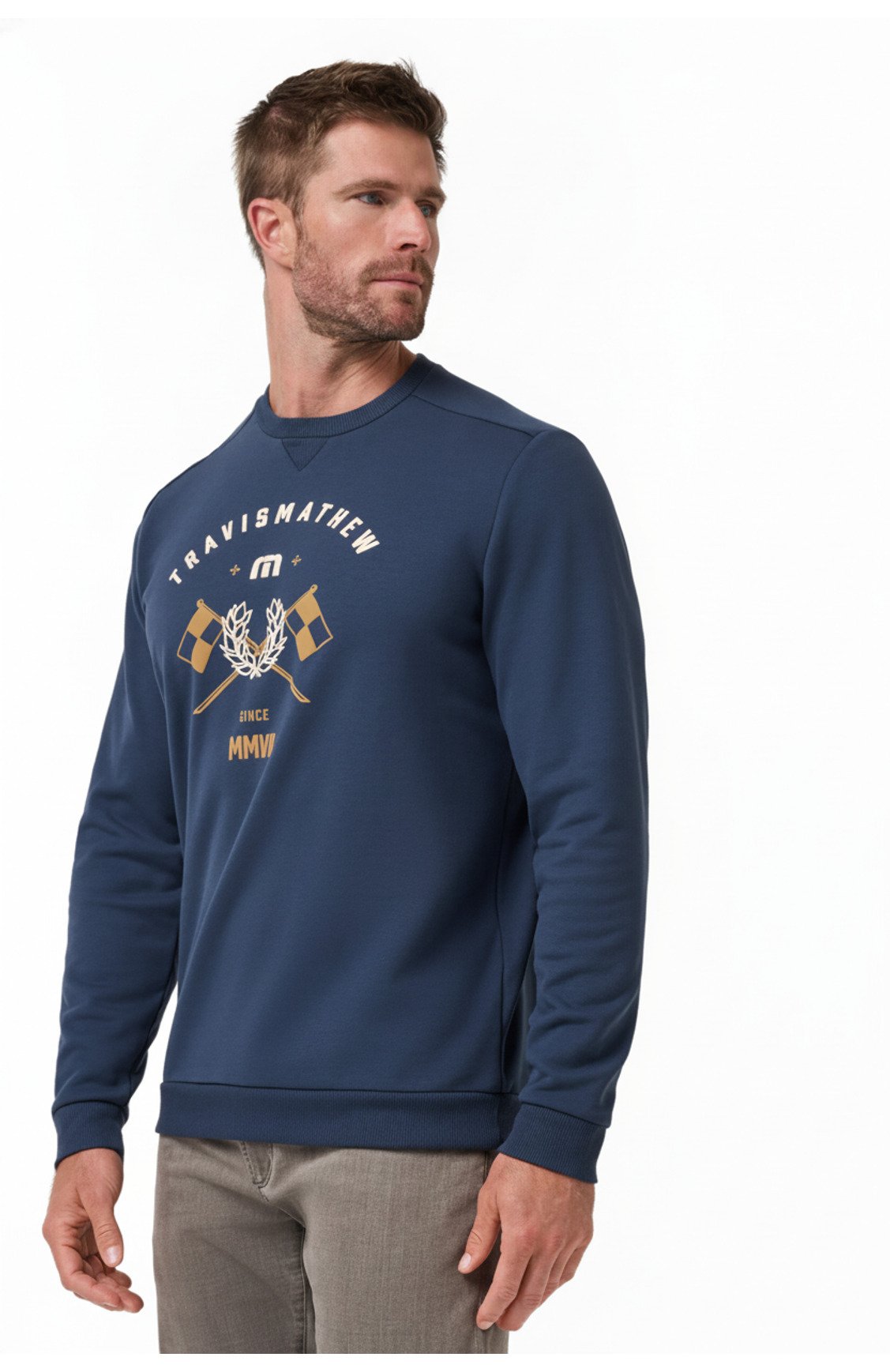 Travis Mathew TM Varsity Club Crew men's sweatshirt, total eclipse