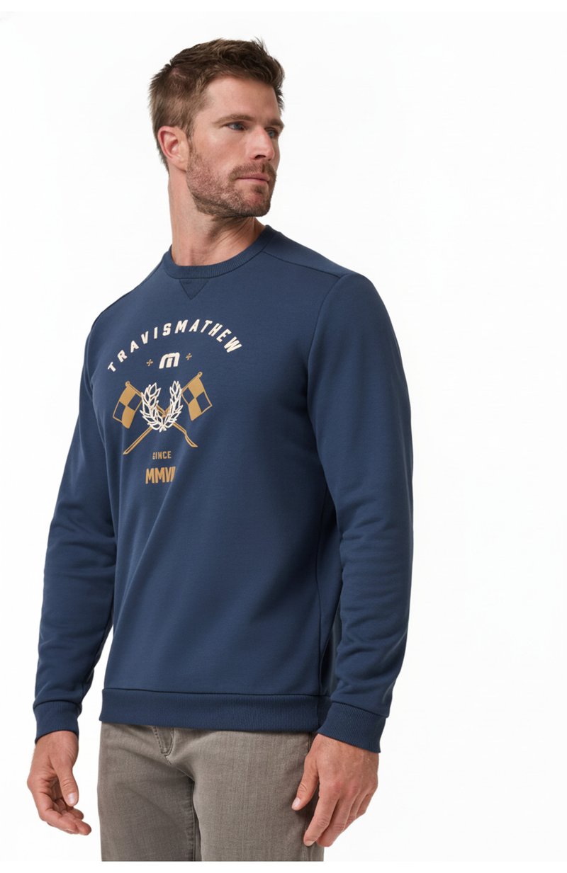 Travis Mathew TM Varsity Club Crew men's sweatshirt, total eclipse