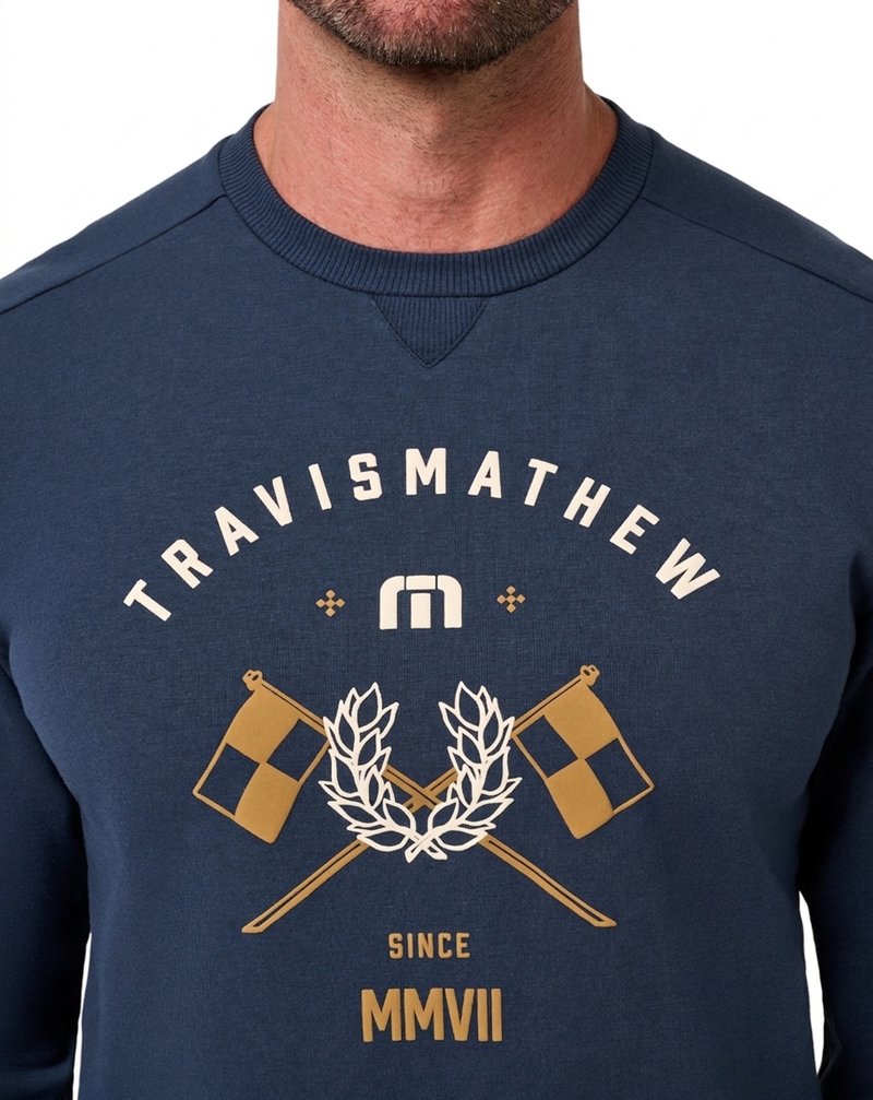 Travis Mathew TM Varsity Club Crew men's sweatshirt, total eclipse
