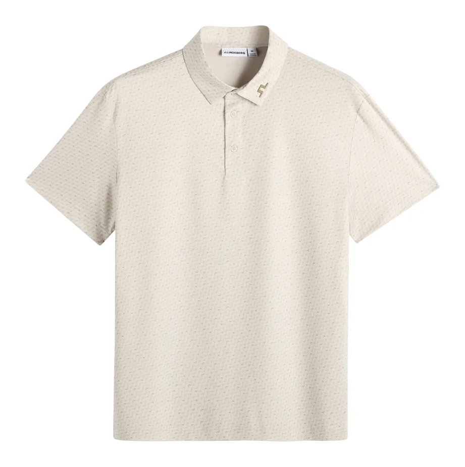 J.Lindeberg Tod Print men's polo, bias bridge micro moon brindle