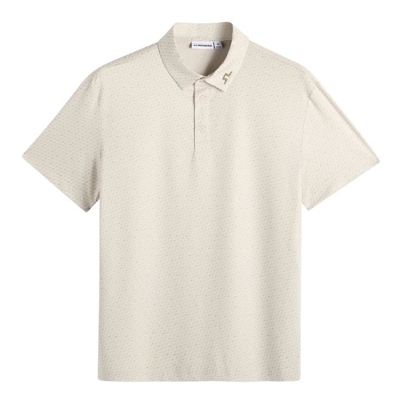 J.Lindeberg Tod Print men's polo, bias bridge micro moon brindle