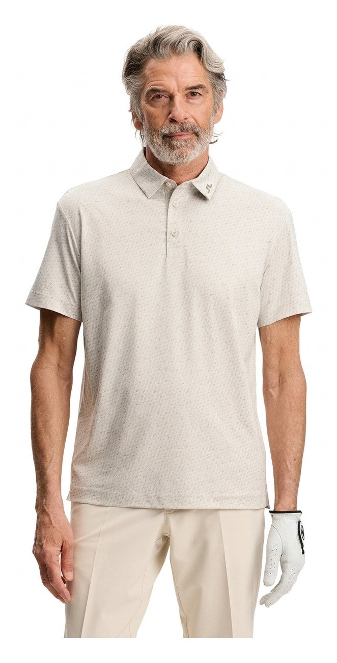 J.Lindeberg Tod Print men's polo, bias bridge micro moon brindle