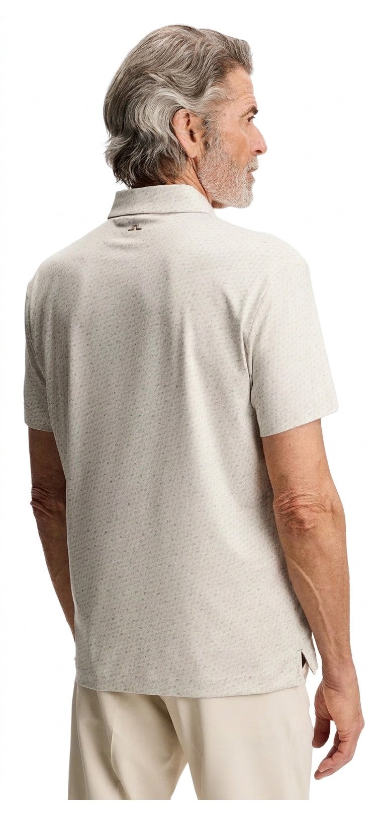 J.Lindeberg Tod Print men's polo, bias bridge micro moon brindle