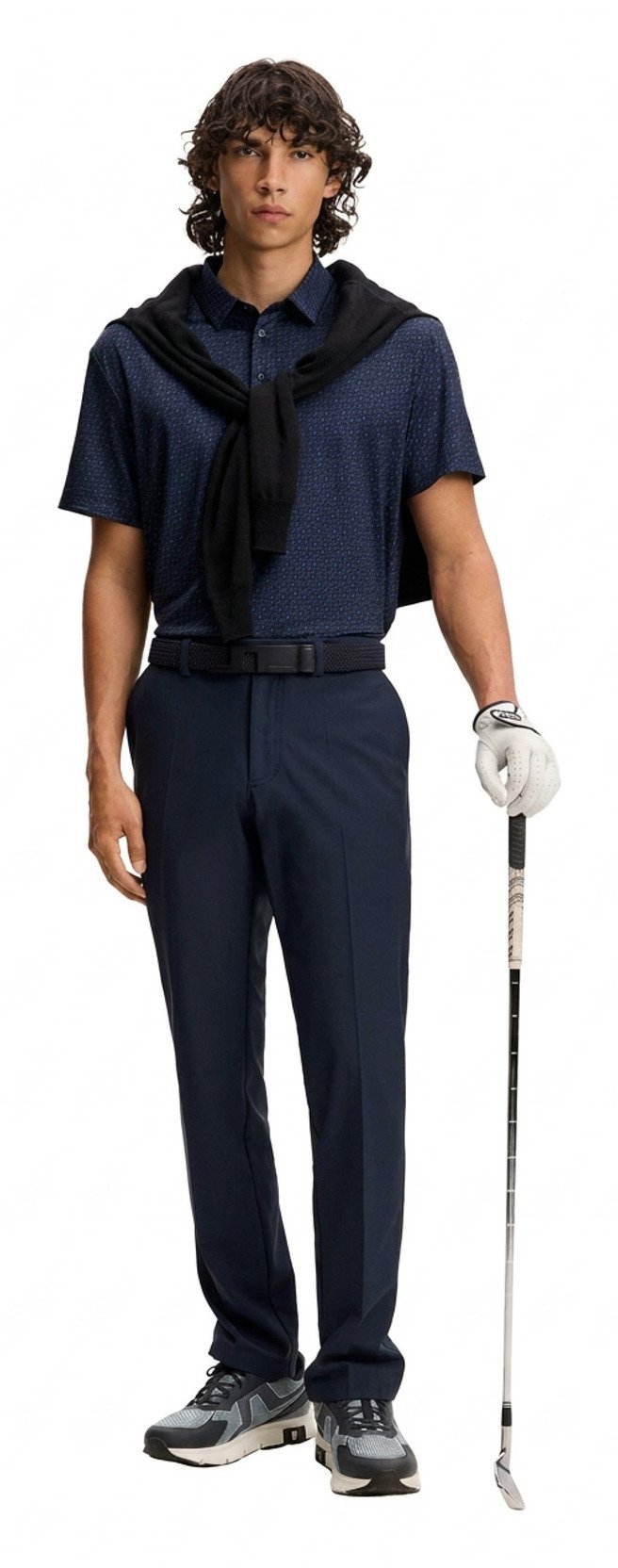 J.Lindeberg Tod Print men's polo, bias bridge micro navy set