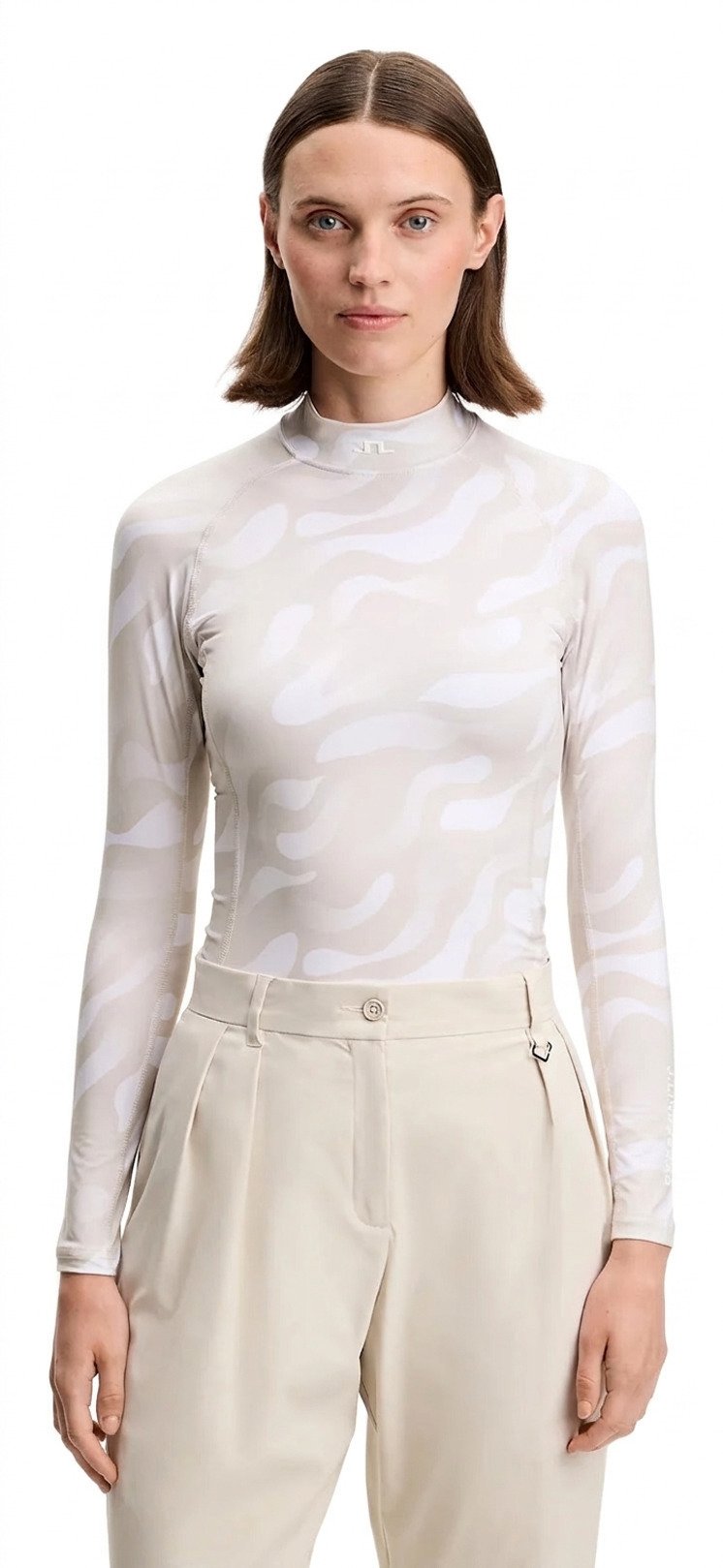 J.Lindeberg Ella Print Compression ladies top, bunker fade moonbeam white