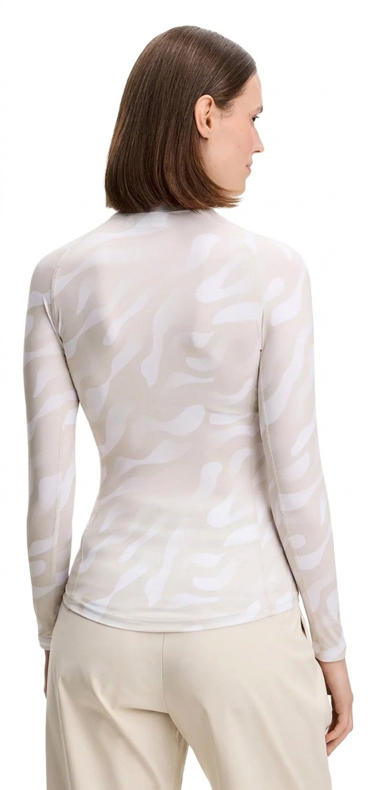 J.Lindeberg Ella Print Compression ladies top, bunker fade moonbeam white