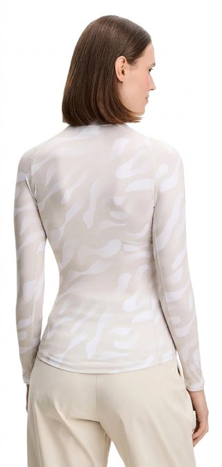 J.Lindeberg Ella Print Compression ladies top, bunker fade moonbeam white