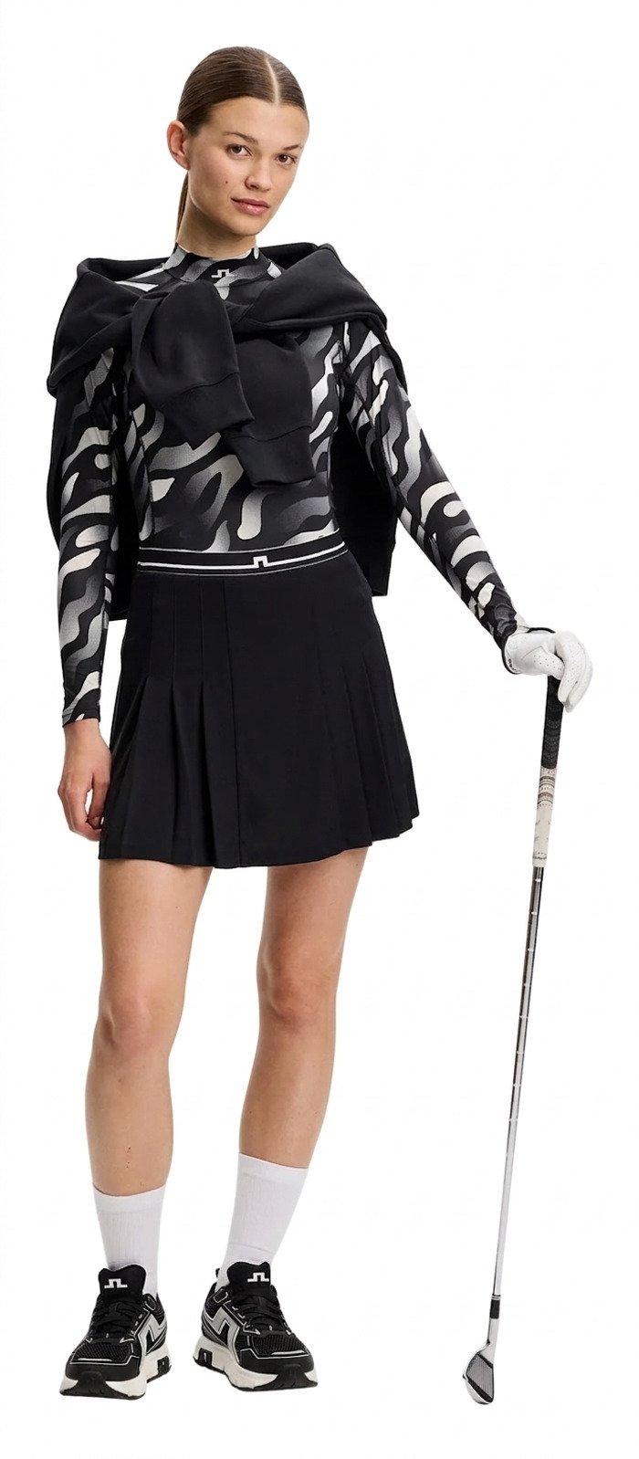 J.Lindeberg Ella Print Compression ladies top, bunker fade black moonbeam