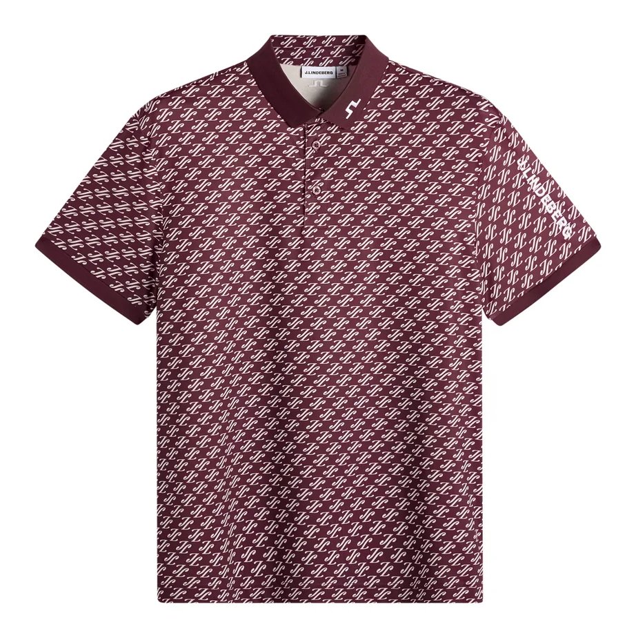 J.Lindeberg Tour Tech Print ladies polo, cardi jacquard - winetasting