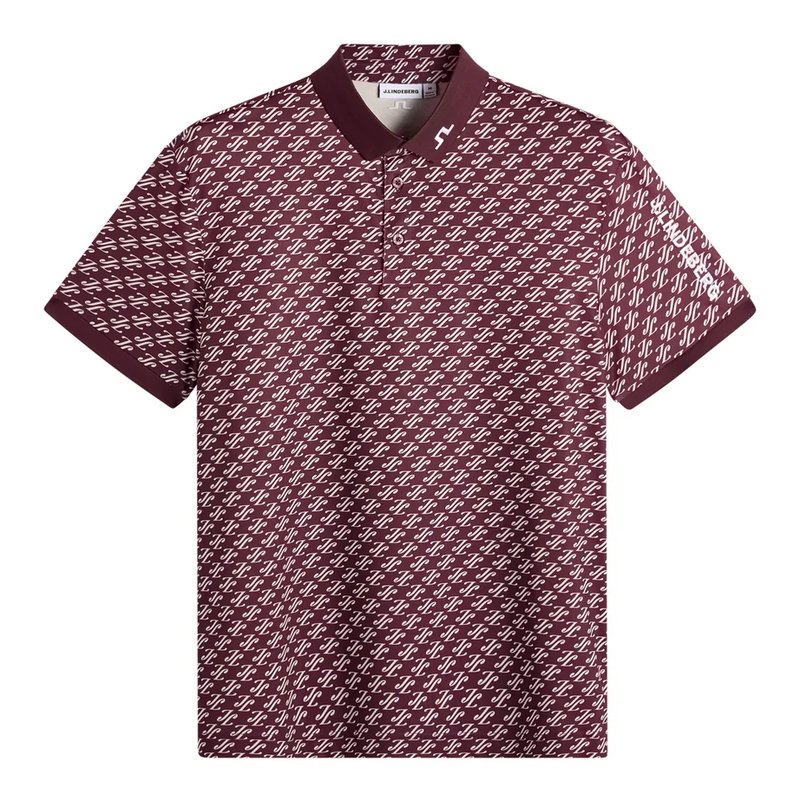 J.Lindeberg Tour Tech Print ladies polo, cardi jacquard - winetasting