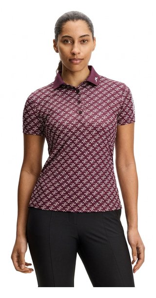 J.Lindeberg Tour Tech Print ladies polo, cardi jacquard - winetasting