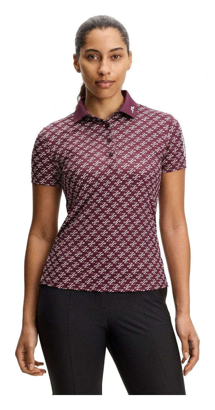 J.Lindeberg Tour Tech Print ladies polo, cardi jacquard - winetasting