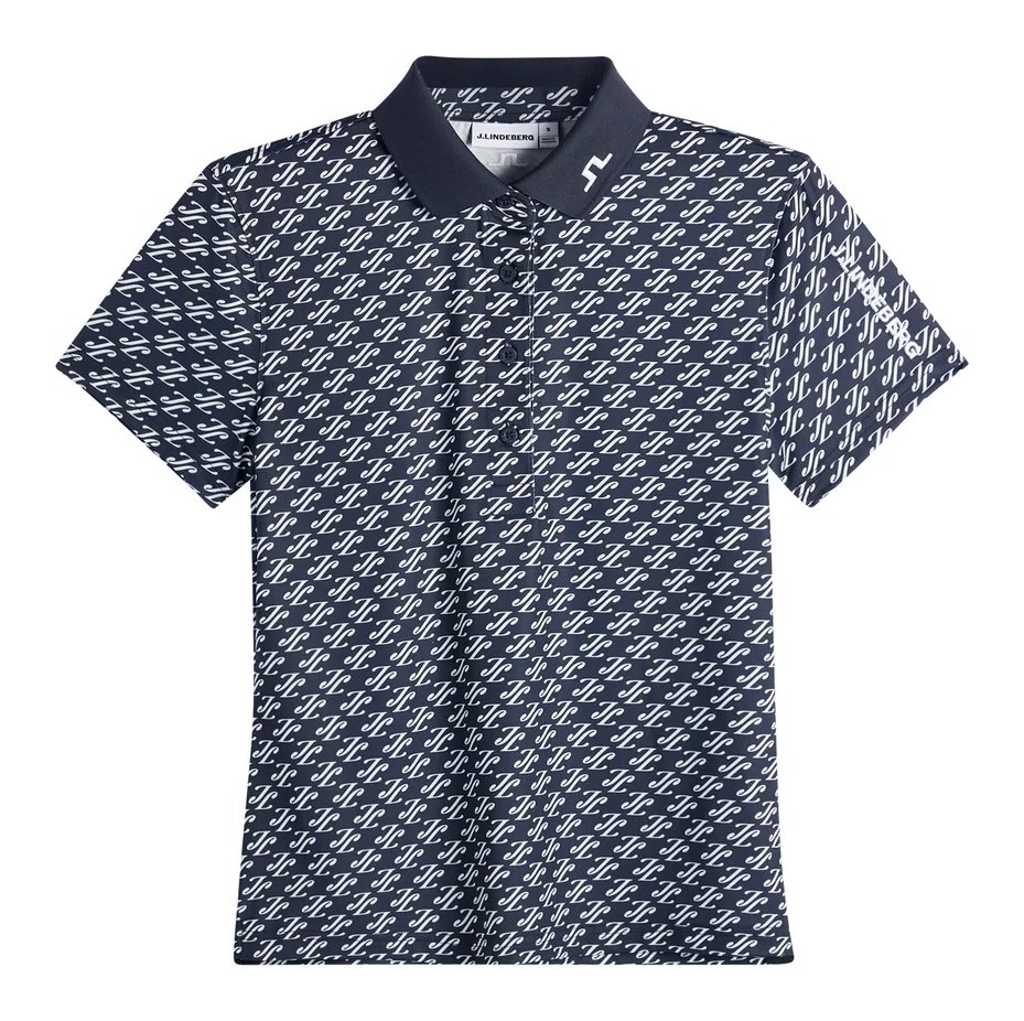 J.Lindeberg Tour Tech Print ladies polo, cardi jacquard - JL Navy