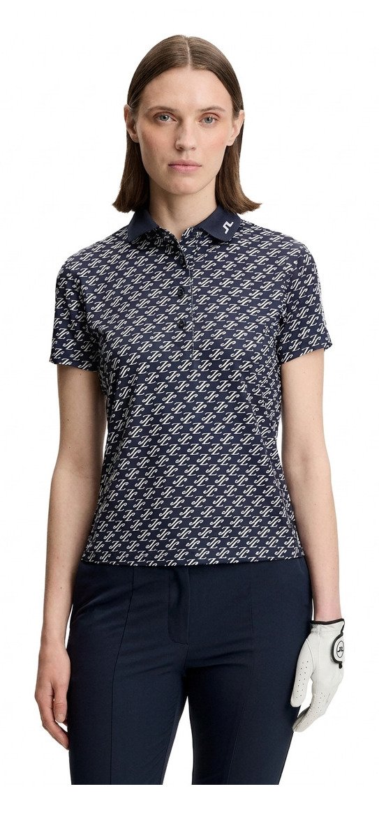 J.Lindeberg Tour Tech Print ladies polo, cardi jacquard - JL Navy