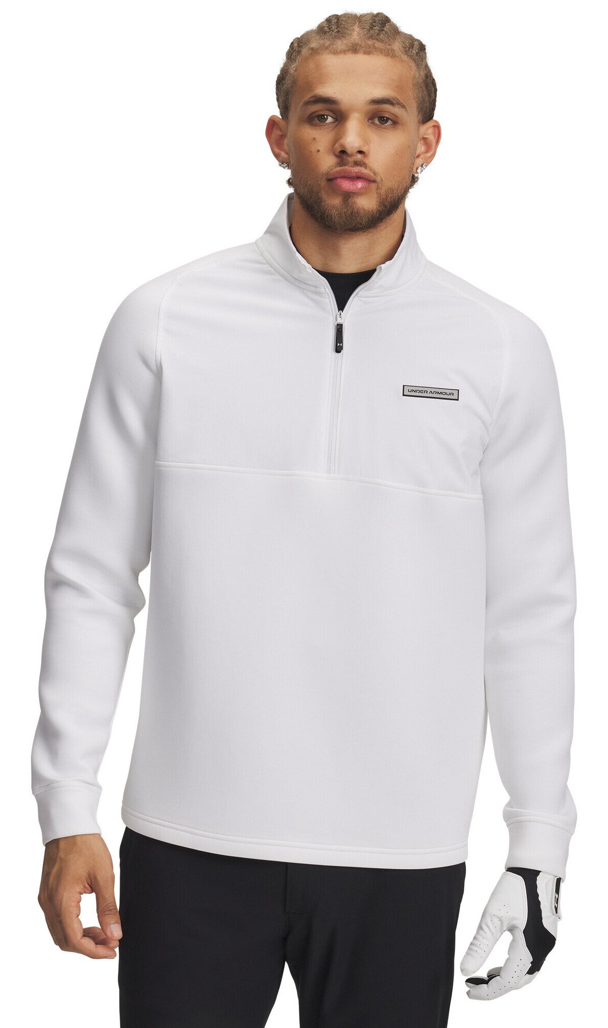 Under Armour Drive Pro Hybrid men's 1/2 zip, white/black