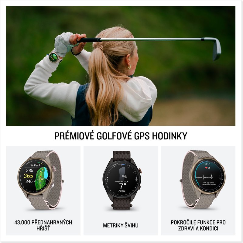 Garmin Approach S72 GPS watch, pebble grey, 43 mm