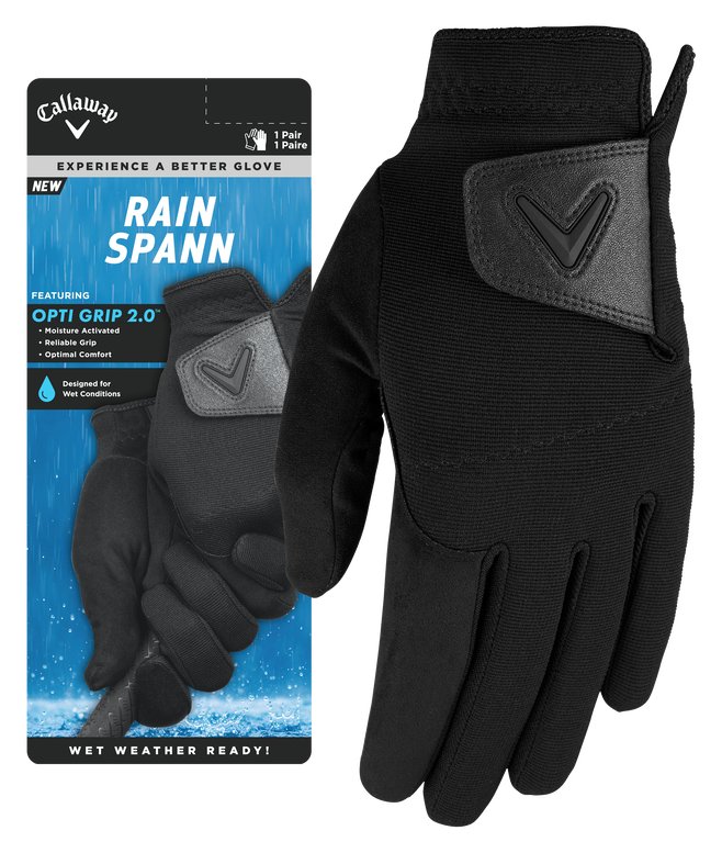 Callaway Rain Spann 27 men's golf gloves, pair, black