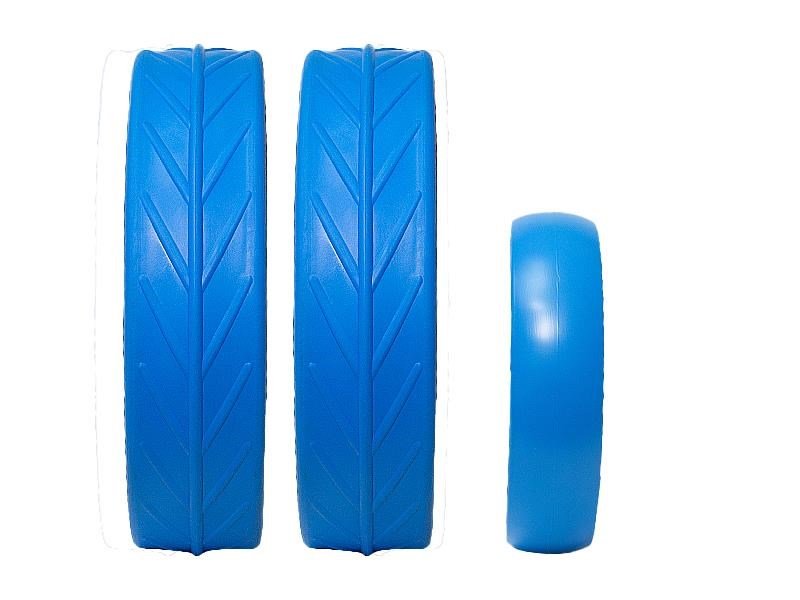 JuCad tires - 2 rear wheels, 1 front wheel, blue