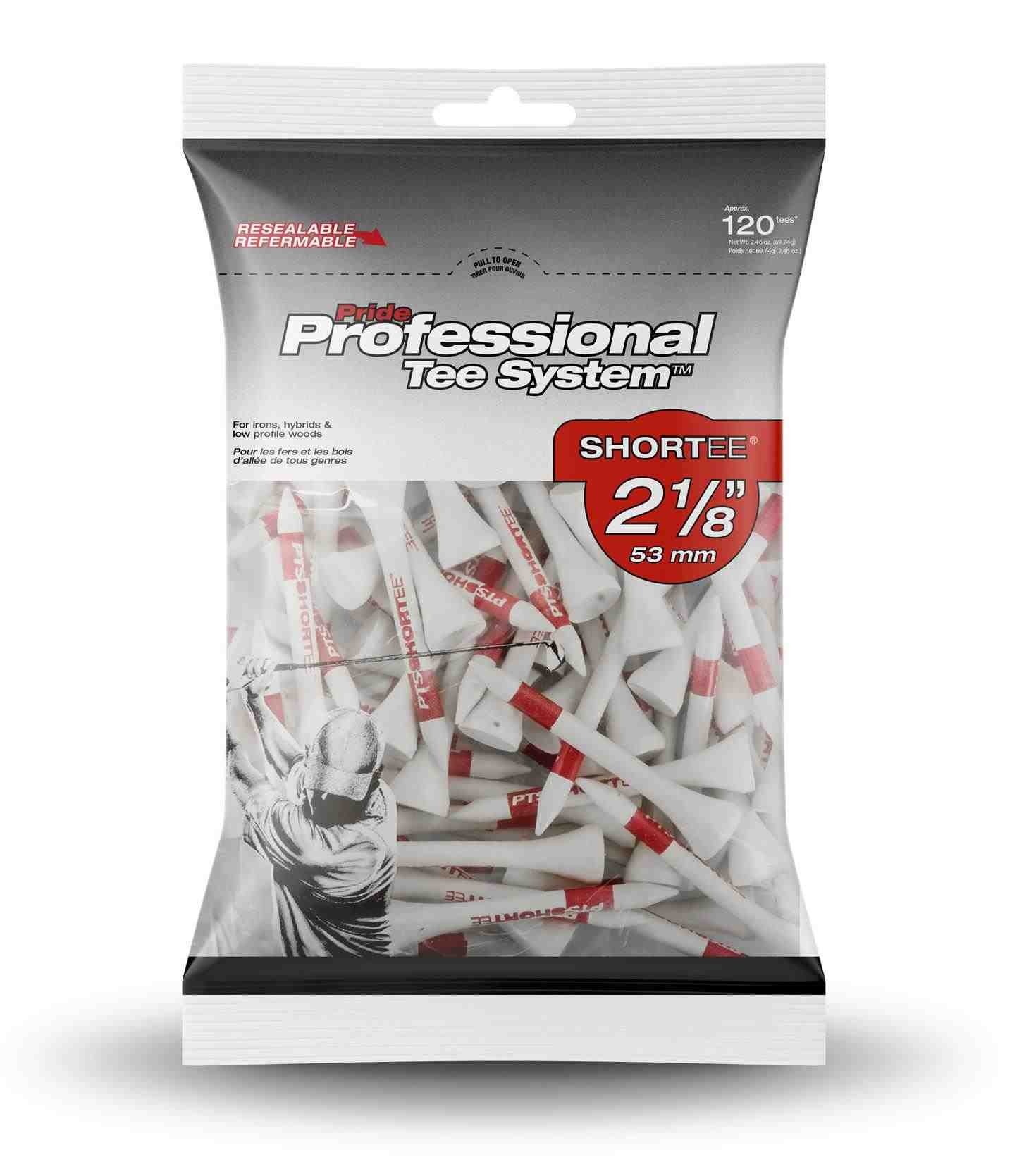 Pride Professional Tee System Prolength Short Red Wood Tees 53mm (2 1/8"), 120 Tees