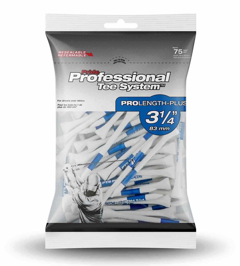 Pride Professional Tee System Prolength Plus Blue Wood Tees 83mm (3 1/4"), 75 tees