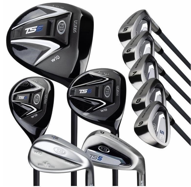 U.S. Kids Golf TS5-63 (160cm) V5 10-Club junior golf set, graphite + stand bag, black/white