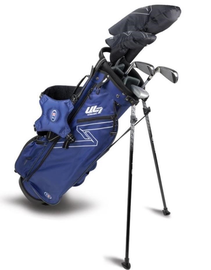 U.S. Kids Golf UL7-63 (160cm) W10 5-Club junior golf set, steel/graphite + stand bag, navy