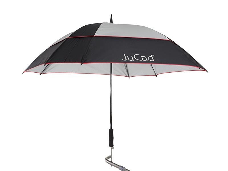 JuCad telescopic golf umbrella 68" square & windproof with pin, black/silver/red