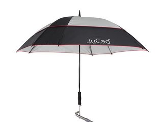 JuCad telescopic golf umbrella 68" square & windproof with pin, black/silver/red