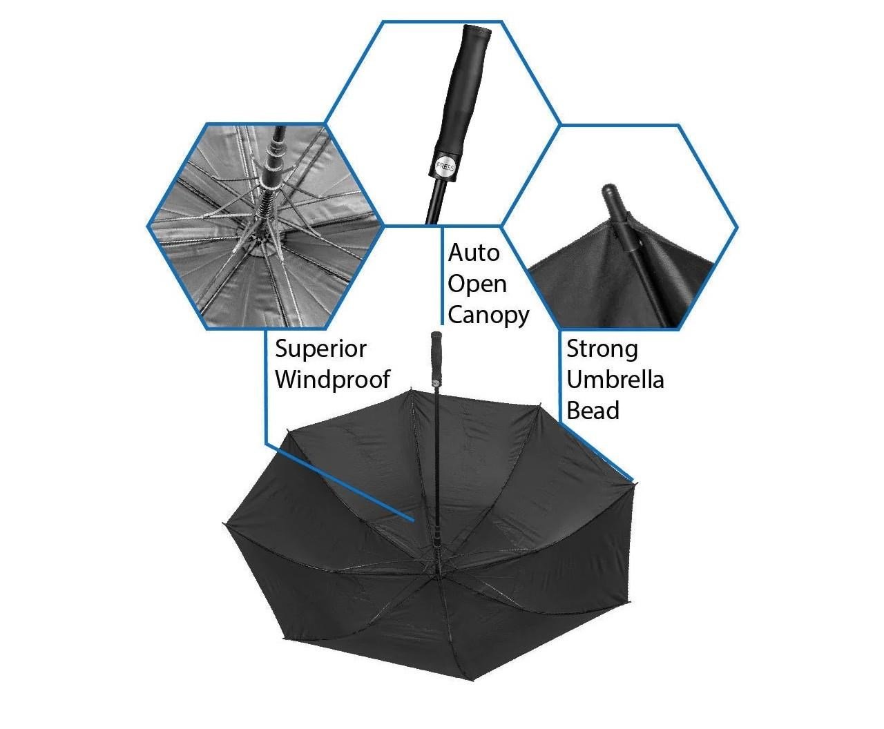 Axglo Auto Open 68" Golf Umbrella, black
